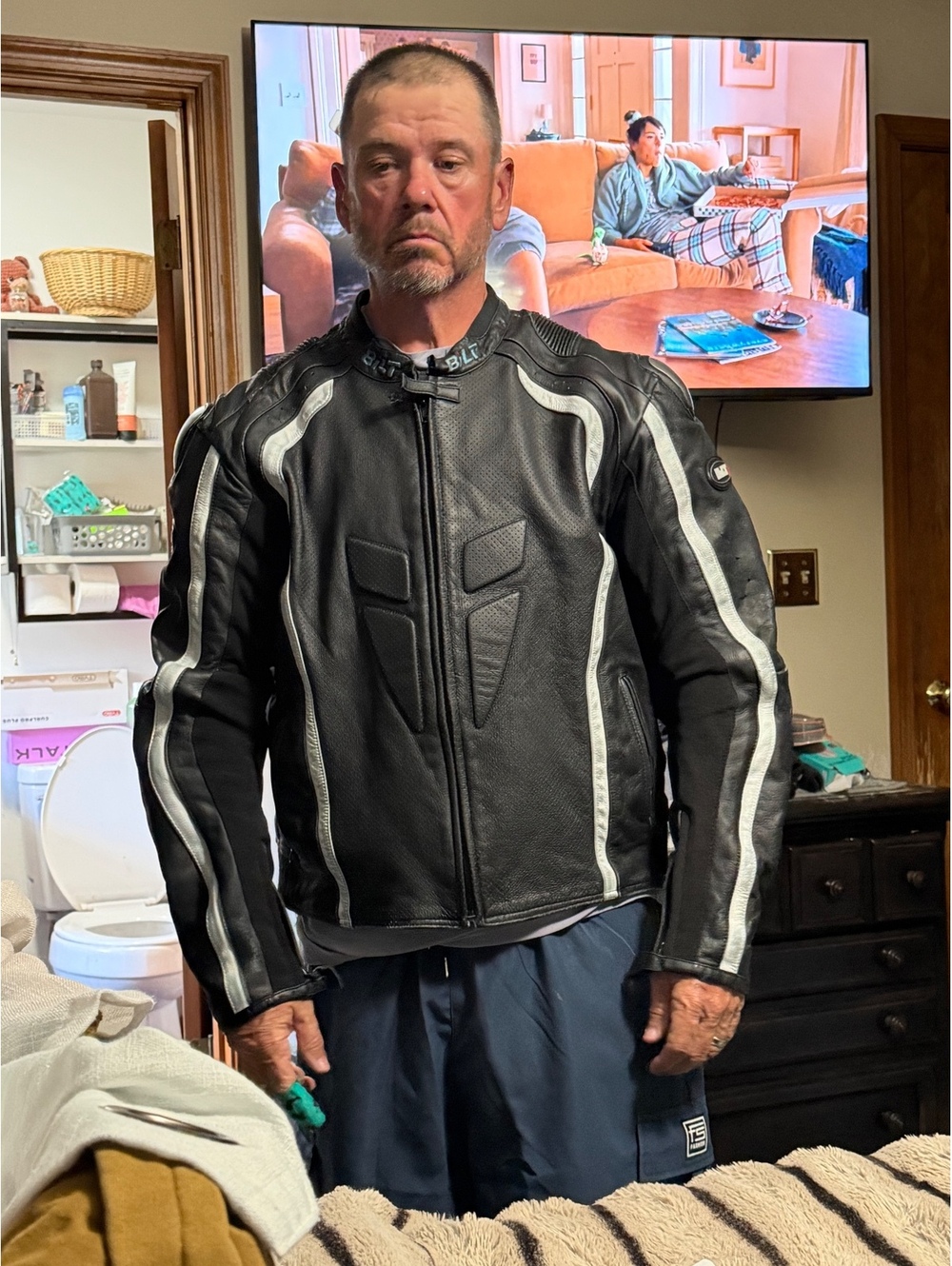 BILT Racing black leather motorcycle jacket